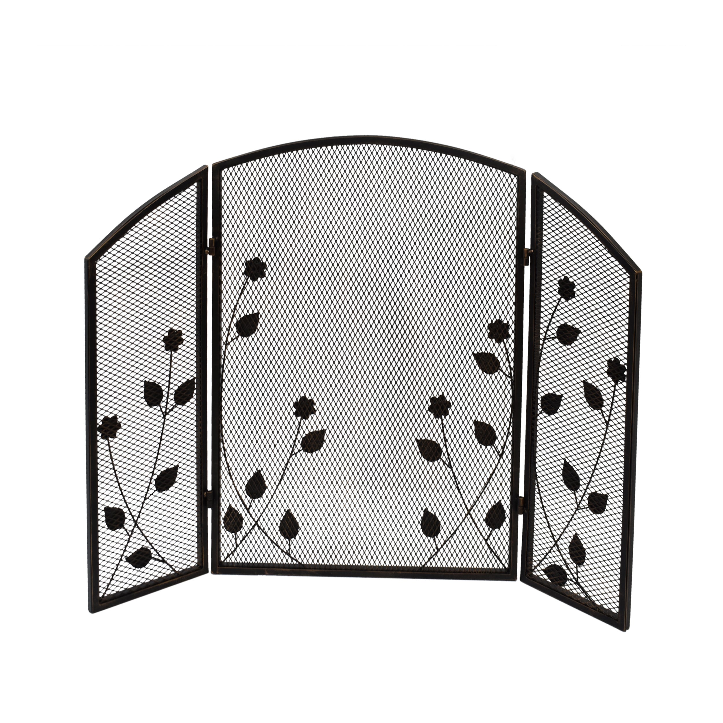 Jenna Modern Iron Firescreen with Leaf Accents