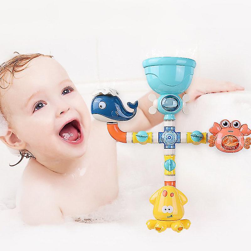 Baby Bath Dinosaur Toy Water Pipes With Waterwheel And Variety Of Sea Animals Toys