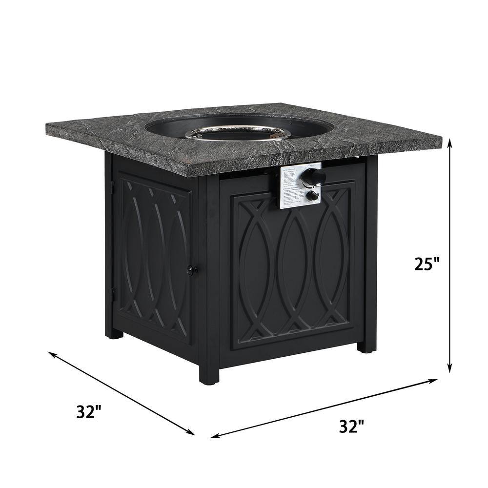 CASAINC 32 in. Metal 50000 BTU Propane Fire Pit Table Patio Gas Fire Pit with Lid and Lava Rock WFEHFP-03-A