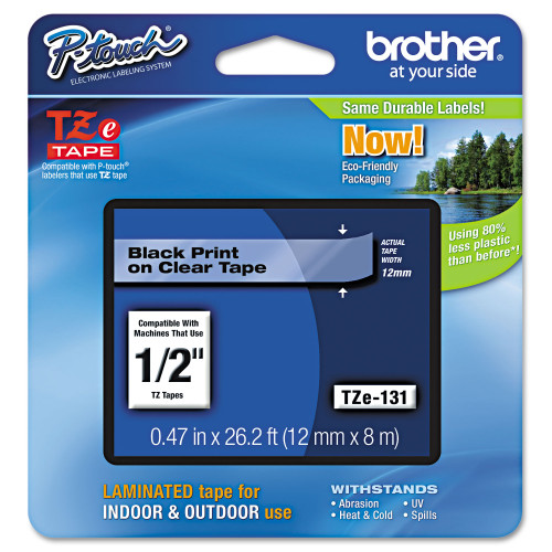 Brother TZe Standard Adhesive Laminated Labeling Tape， 0.47