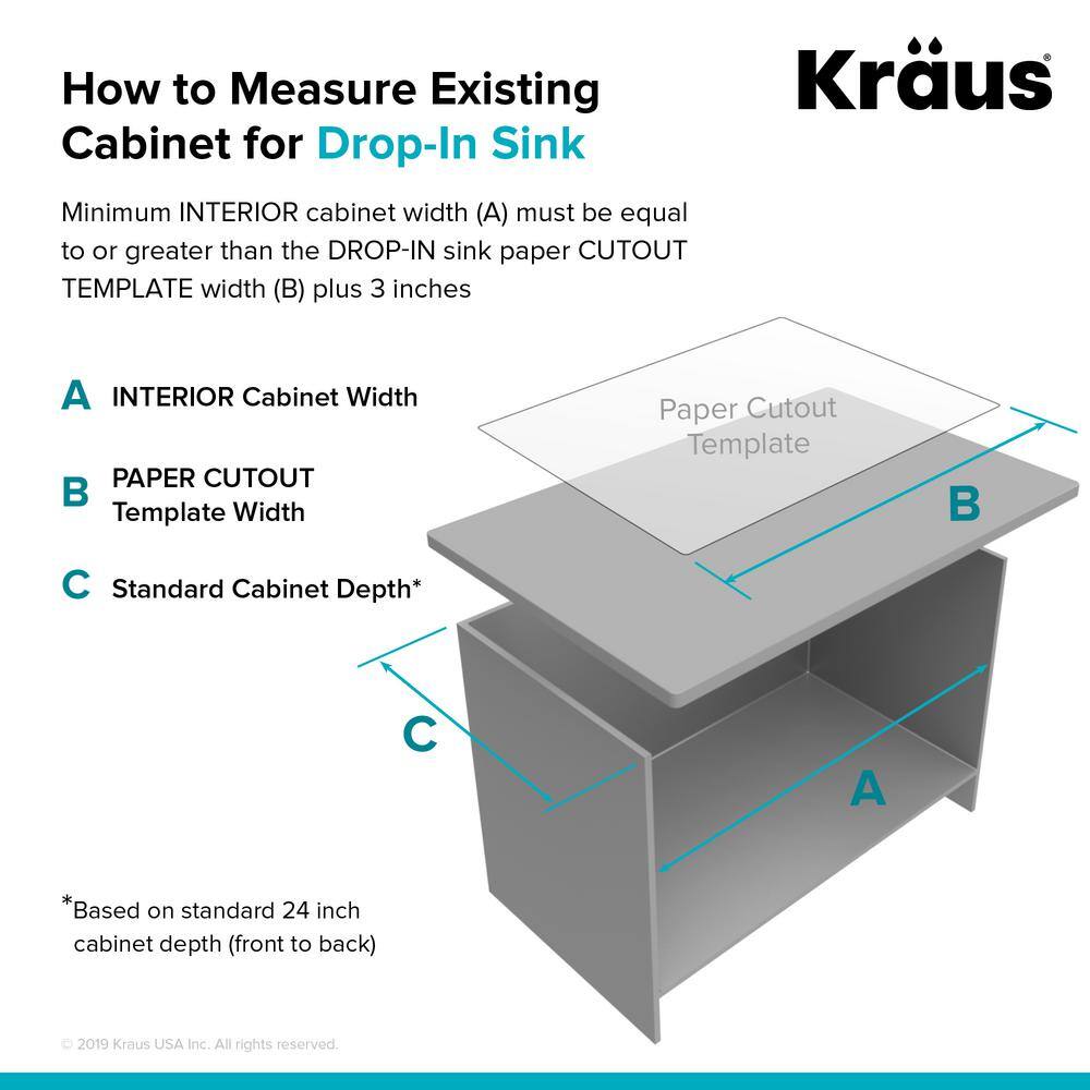 KRAUS Drop-inUndermount Granite Composite 31 in. 1- Hole Single Bowl Kitchen Sink Kit in Black KGD-412B