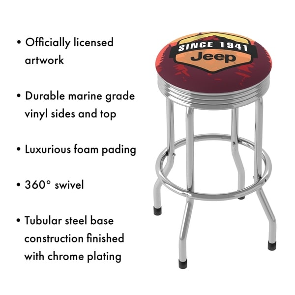 Jeep Sunset Mountain 360 Degree Swivel Barstool with Foam Padded Seat - 20.75 x 20.75 x 29