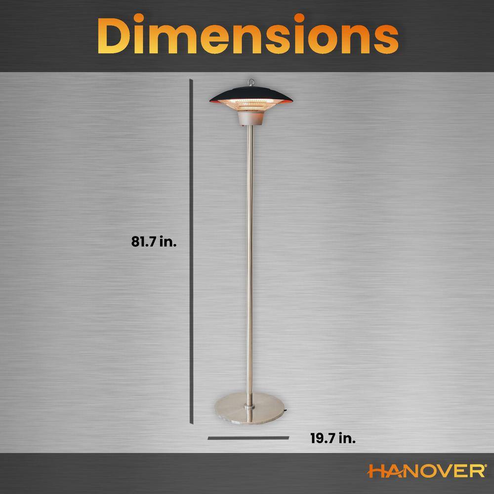 Hanover 35.4 in. 1500-Watt Infrared Electric Patio Heater with Remote Control and Tripod Stand in SilverBlack HAN1051ICSLV-TP