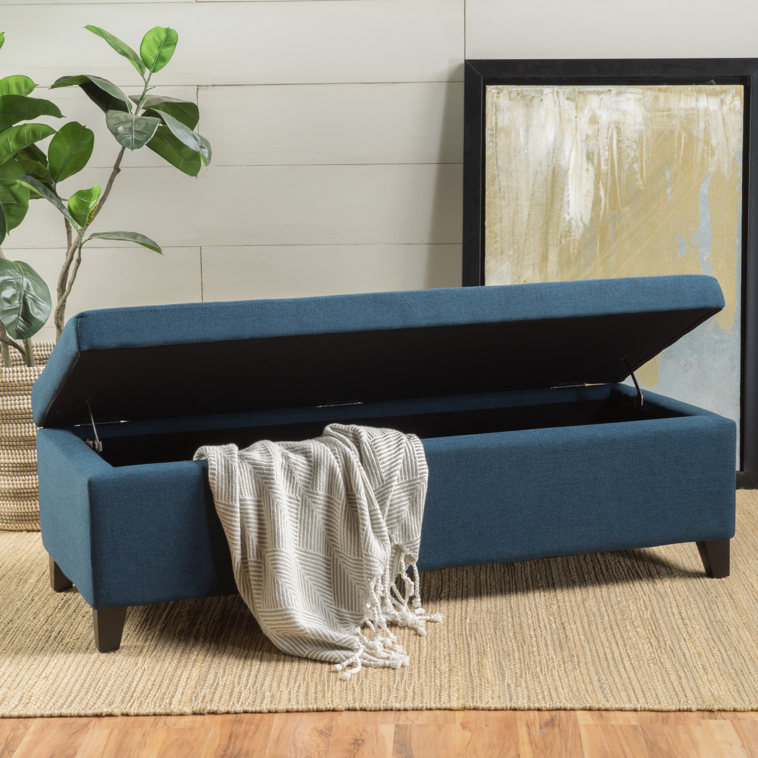 Annis Rectangle Fabric Storage Ottoman Bench