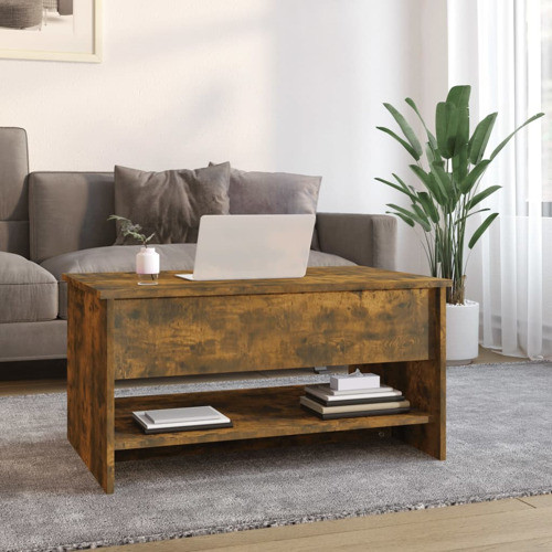 vidaXL Coffee Table Lift Top Accent Sofa End Table Sonoma Oak Engineered Wood   Rustic   Coffee Tables   by vidaXL LLC  Houzz