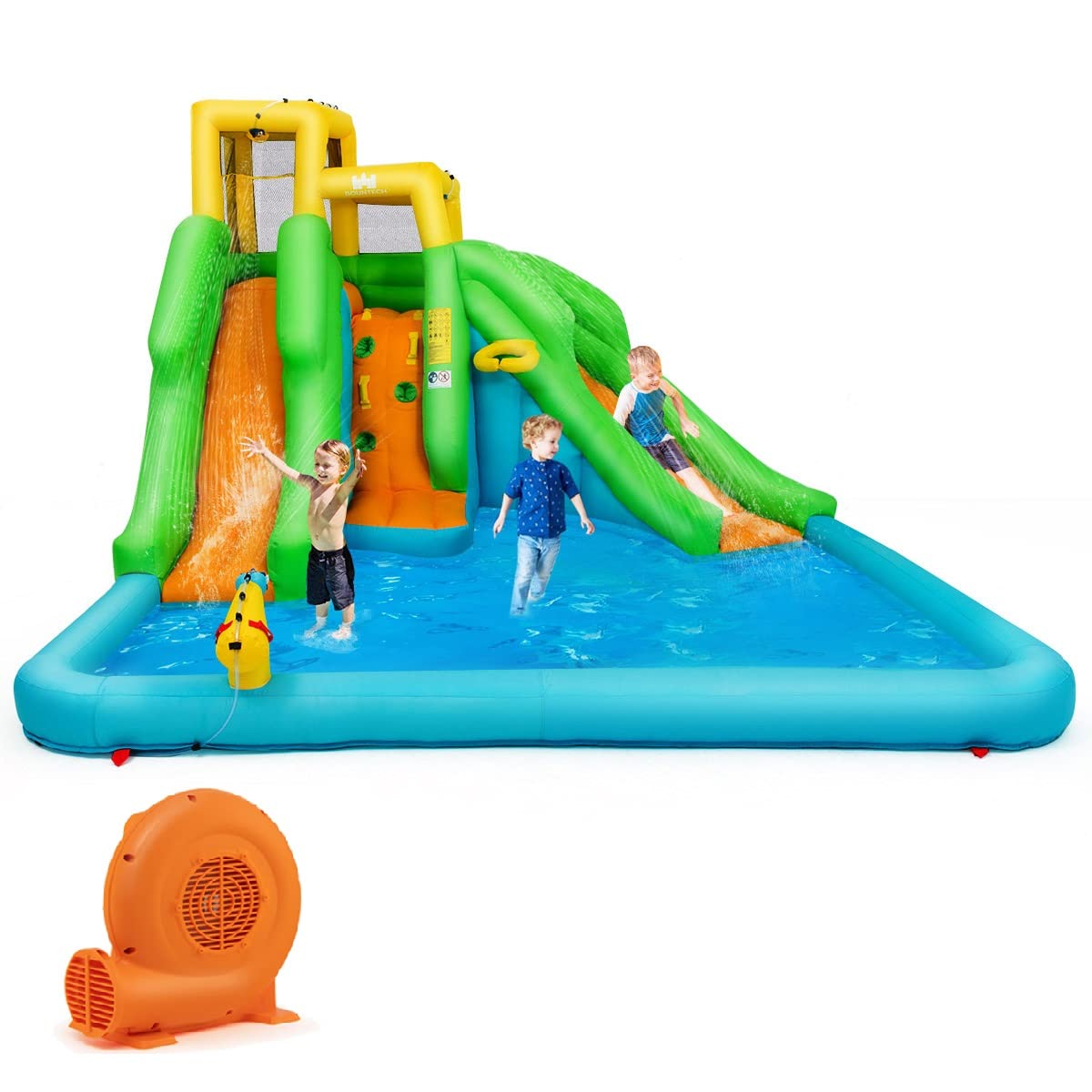 BOUNTECH Amusing 6 in 1 Mighty Backyard Water Park with Double Slides | Inflatable Water Slide