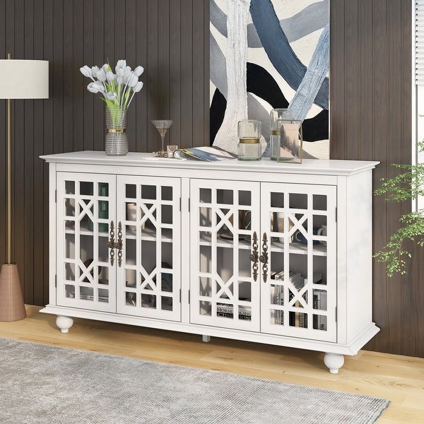 Sideboard with Adjustable Height Shelves Metal Handles and 4 Doors