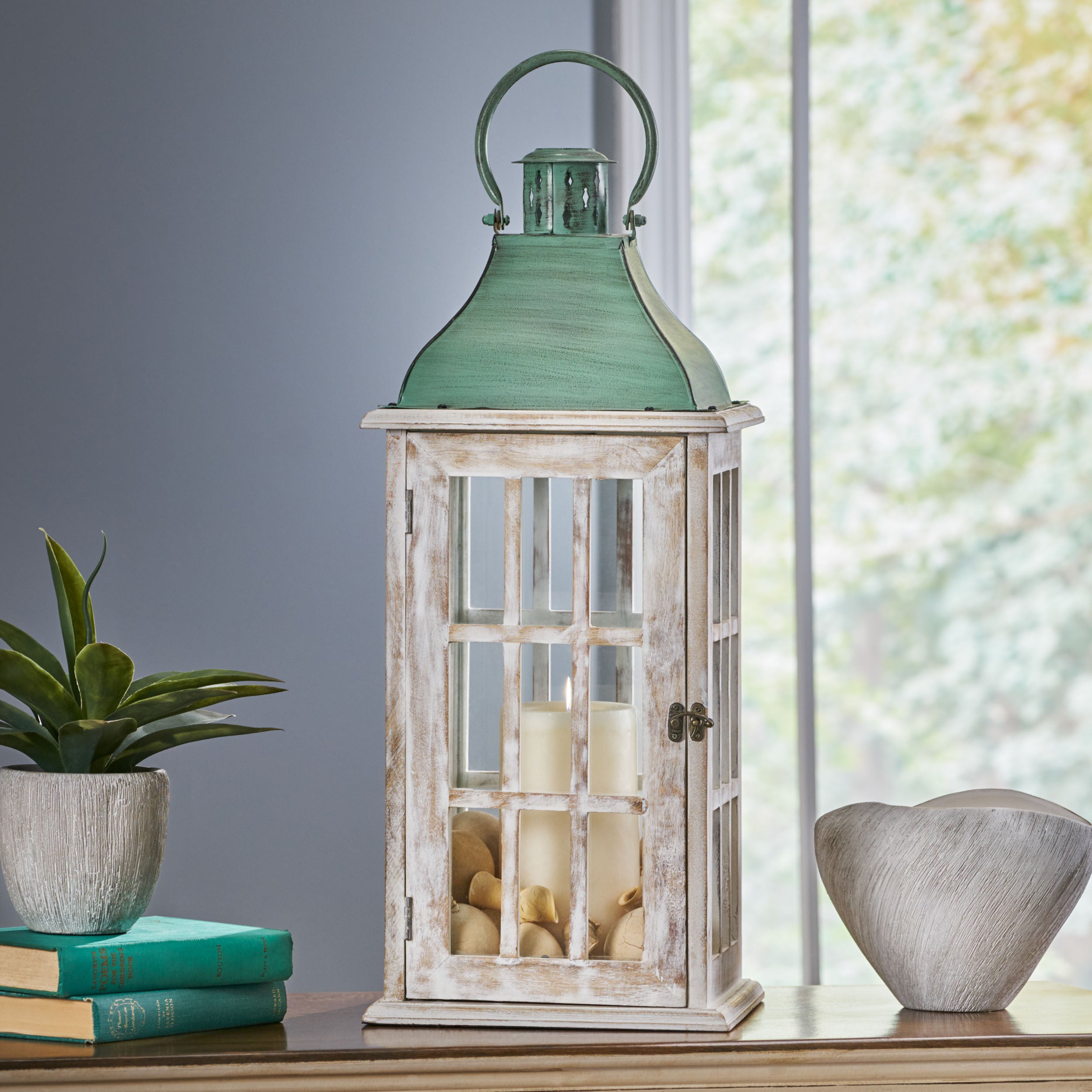 Reigle Coastal Handcrafted Mango Wood Decorative Lantern