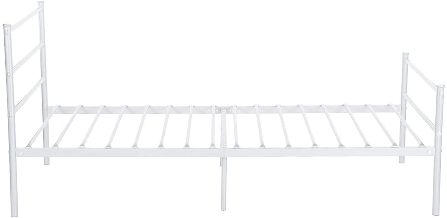 Voilamart Metal Twin Bed Frame No Box Spring Needed Single Bed with Metal Base Twin Size Bed Frame with Headboard and Footboard With Storage Heavy Duty Platform Matress Base for Adults Kids, White