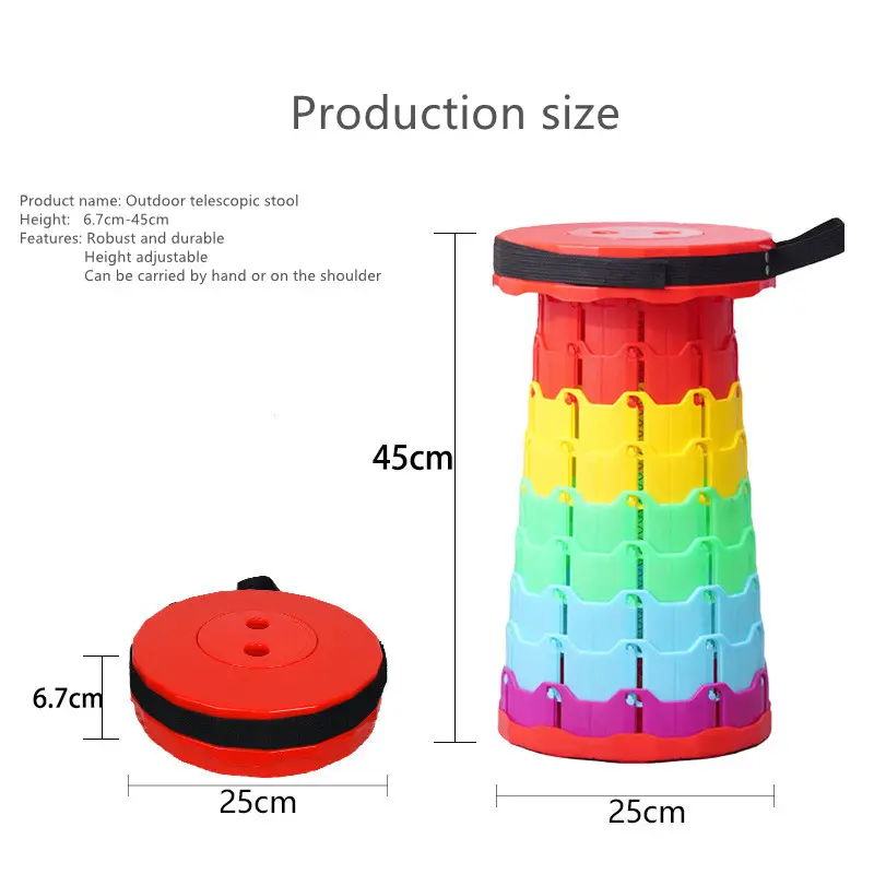 XIWANG Plastic Retractable Portable Folding Telescopic Stool Outdoor Camp Stool