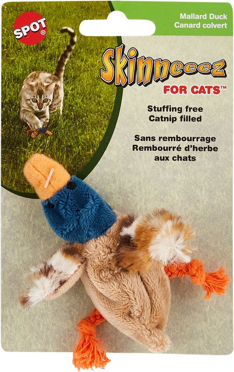 Ethical Pet Skinneeez Barnyard Creature Stuffing-Free Plush Cat Toy with Catnip， Color Varies