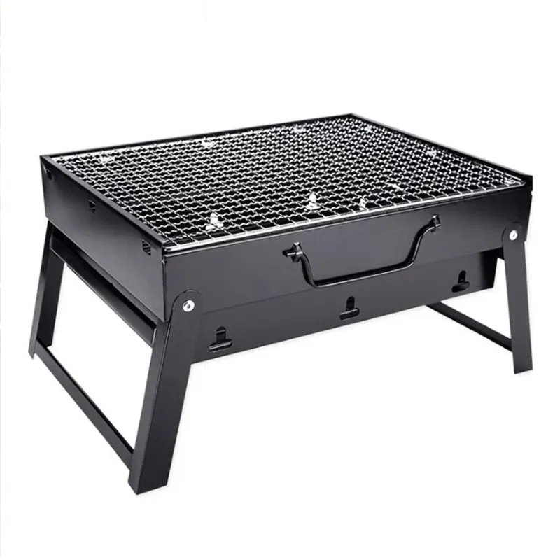 Portable Charcoal BBQ Grill Folding Kabob Grill Premium Iron Camping Grill for Outdoor Cooking Camping Hiking Picnics Garden