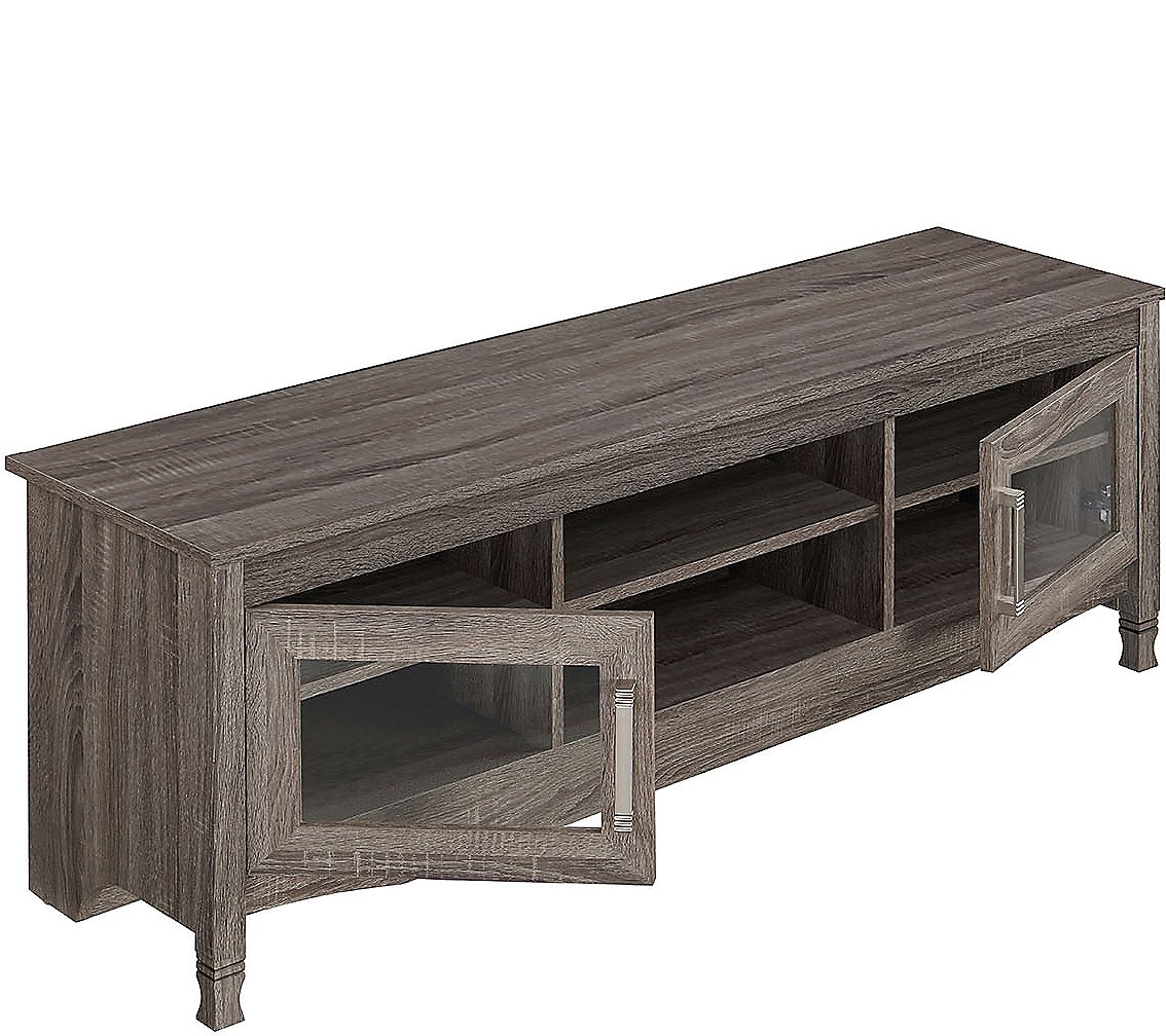 Techni Mobili Grey Driftwood TV Stand with Storage Cabinets