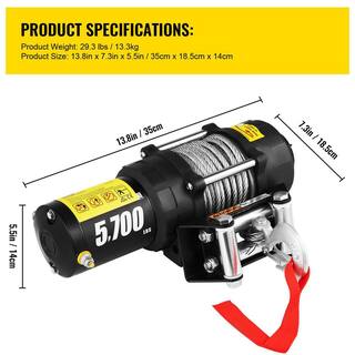 VEVOR Electric Winch 5700 lbs. CAP Truck Winch 42.6 ft. Steel Cable 12-Volt Winch for Towing Off Road SUV Truck Car Trailer DDJPBGSZL5500R0CSV9