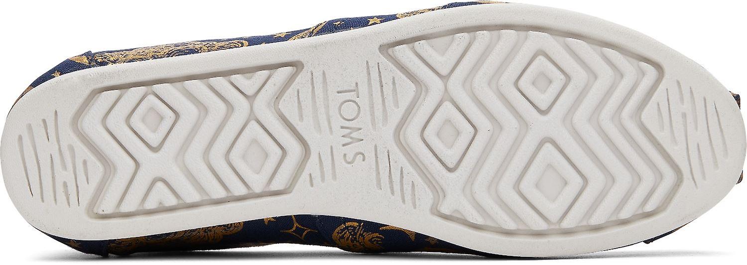 Toms Alpargata Navy Gold Foil Womens Espadrilles Slipons