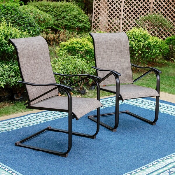 5Pieces Patio Dining Set，Including 1 Steel Frame Table with Umbrella Hole and 4 C spring Patio Chair