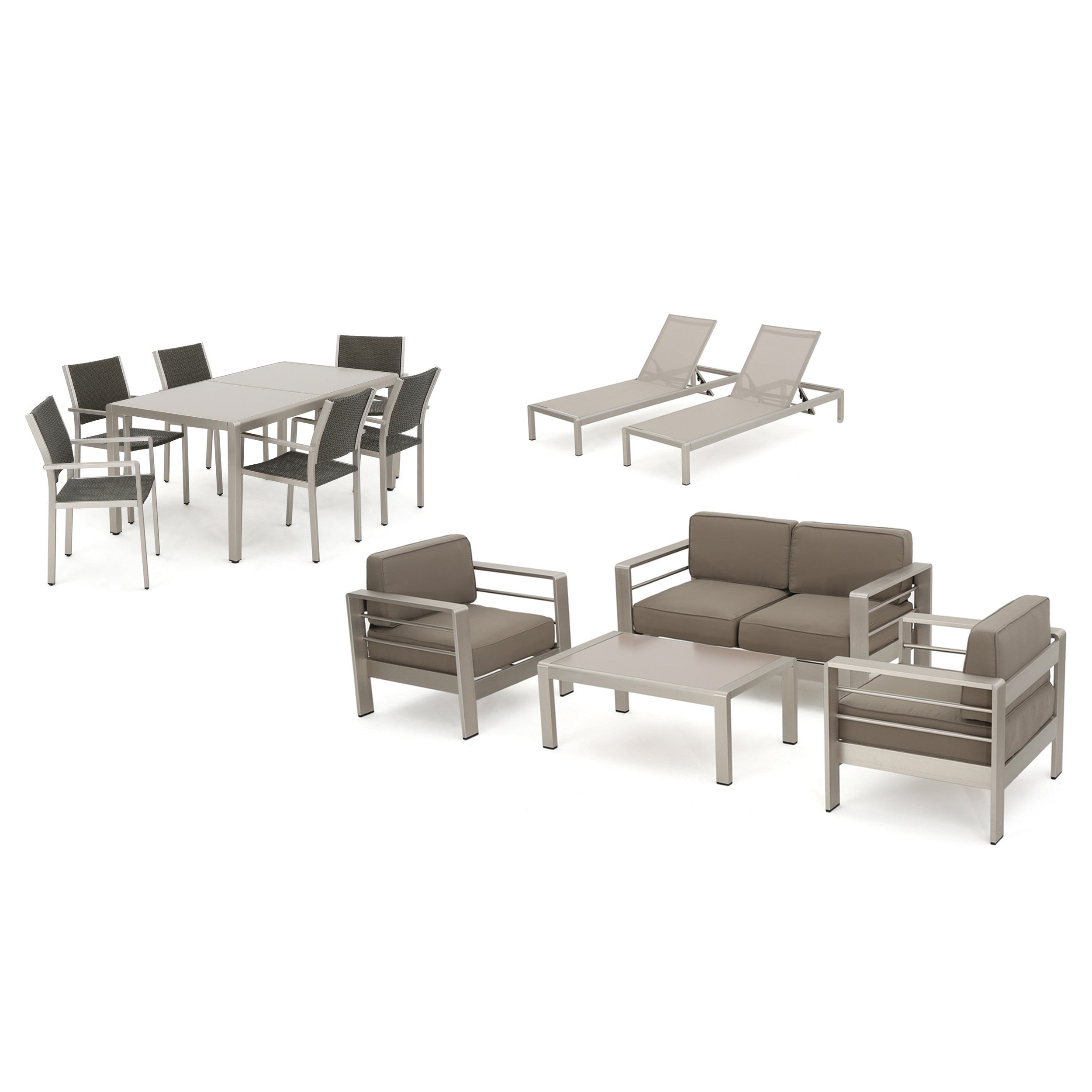 Coral Bay Complete Outdoor Dining Set with Chat Set & Lounges