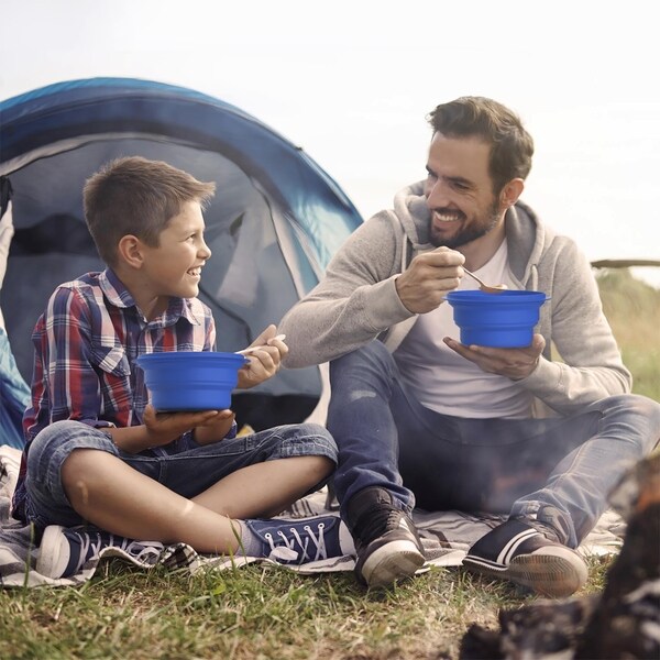 Collapsible Bowls with Lids BPA Free Silicone by Wakeman Outdoors