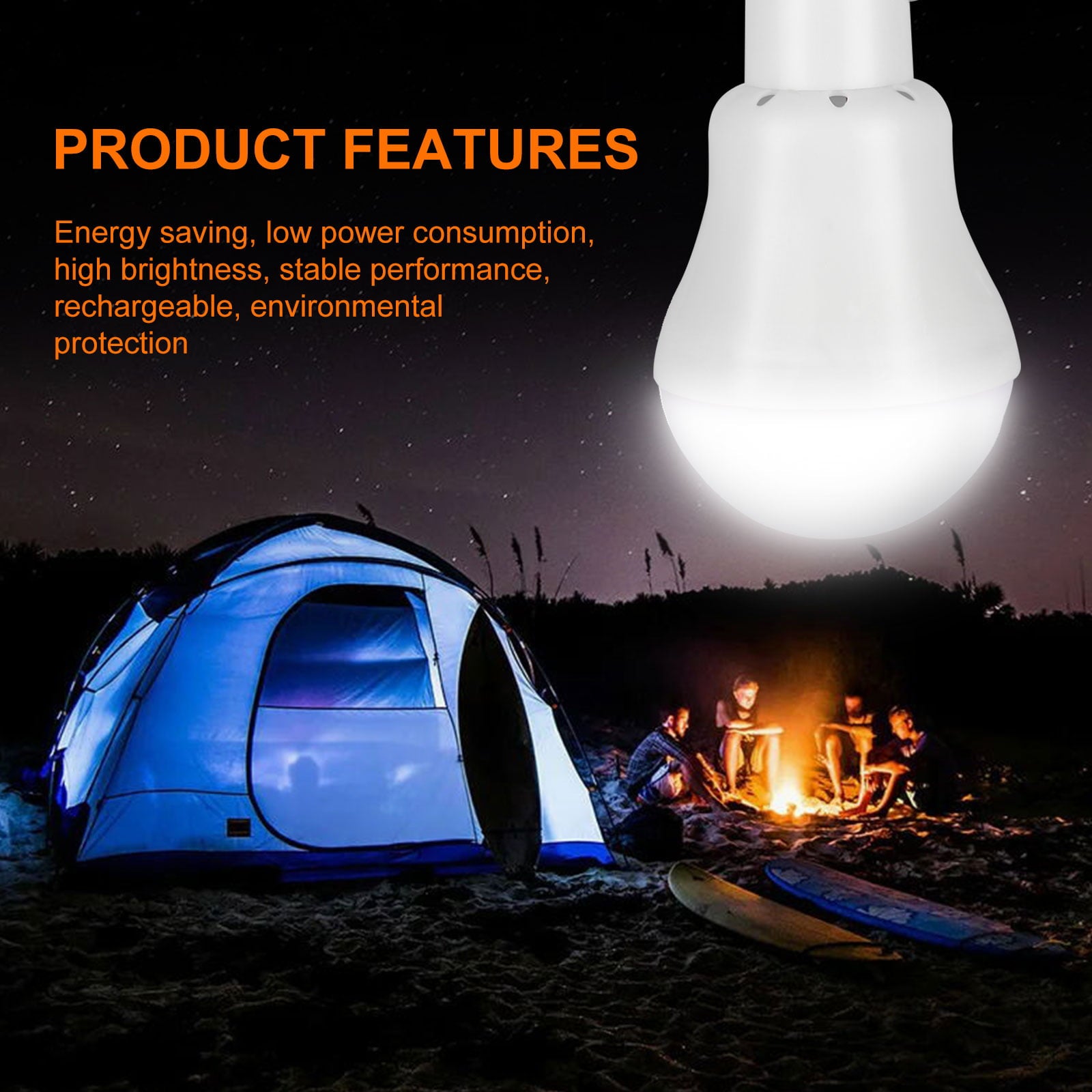 Portable Solar Powered LED Bulb Light， PASEO Outdoor Rechargeable Solar Energy Panel Lamp Lighting for Hiking Fishing Camping Tent Indoor Home Chicken Coop Shed， Emergency Lights， White