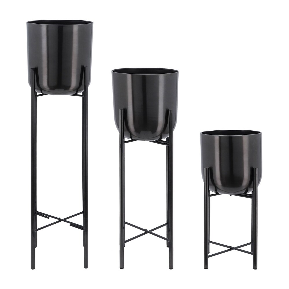 Set of 3 Metal Plant Stand Indoor Outdoor Plant Racks Tall Plant Shelf Flower Pot Holder Corner Plant Stand for Balcony Garden