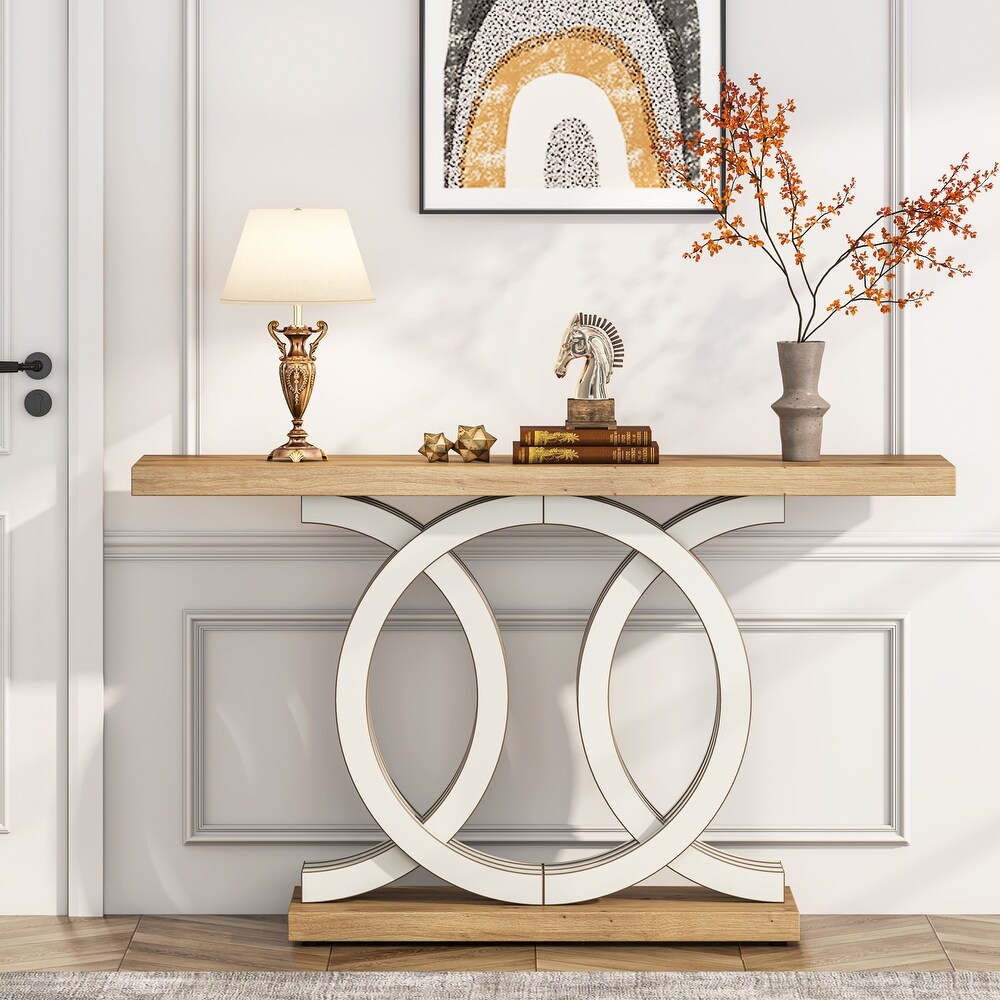 55 inches Farmhouse Console Table with Geometric Base