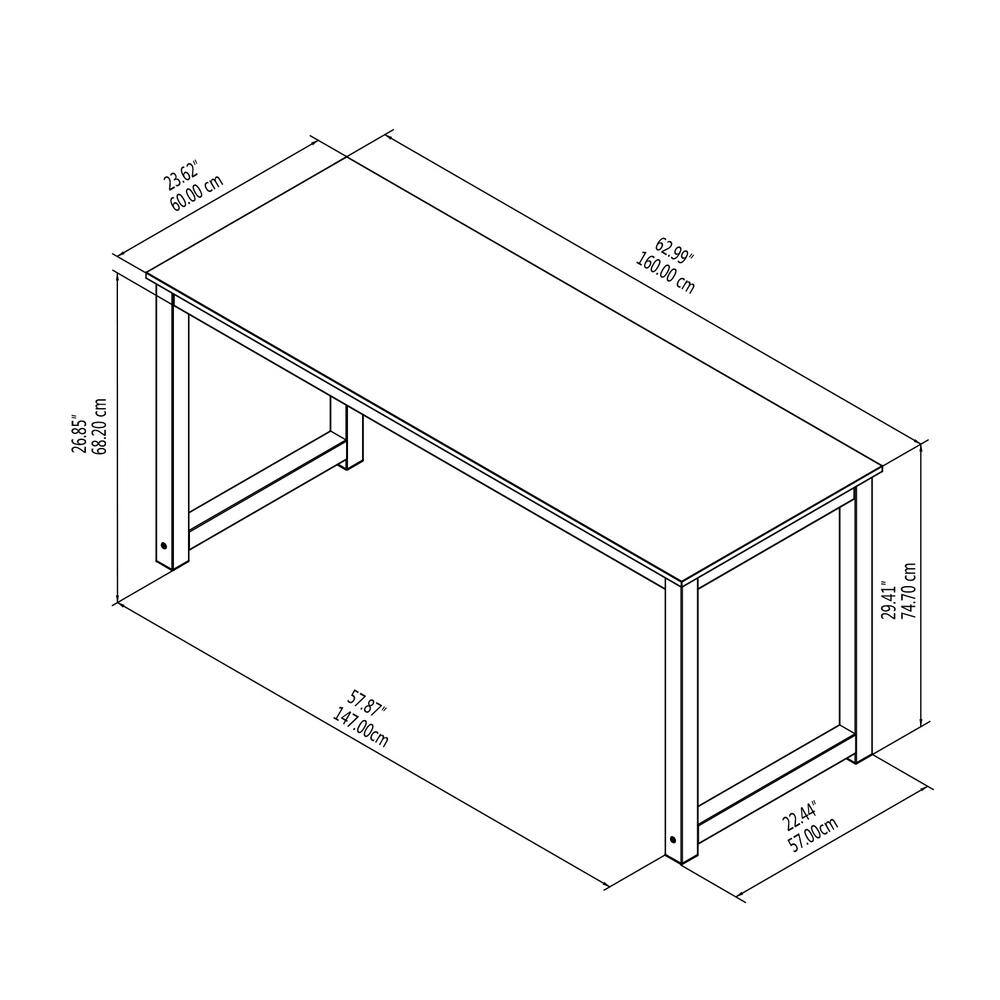 Siavonce 63 in. Rectangular Brown Manufactured Wood Computer Desk with U-Shaped Legs JH-20163BKSW