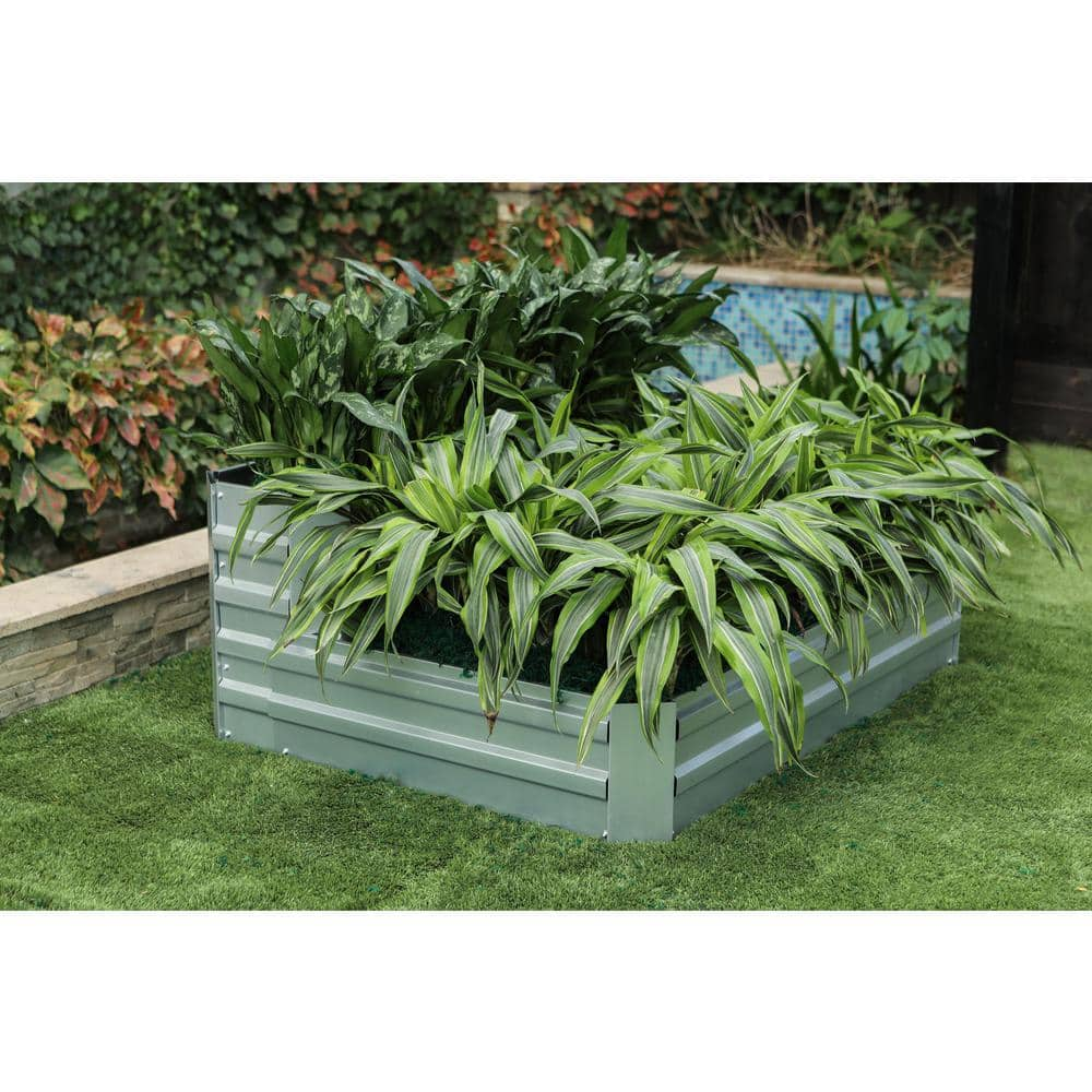 Luxen Home 2-Tier Galvanized Metal Raised Garden Bed WHPL1274