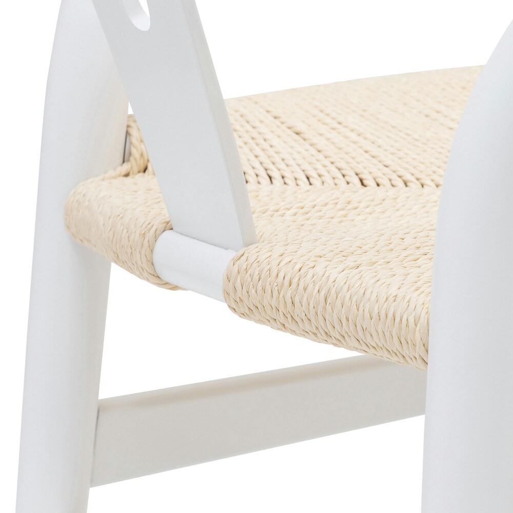 Poly and Bark Weave Chair   Solid Wood Frame (White)