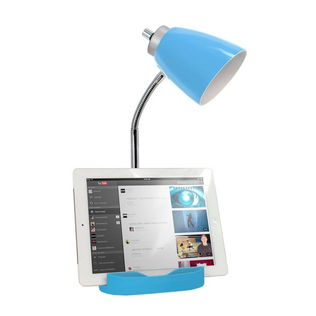 Gooseneck Organizer Desk Lamp With Ipad Tablet Stand Book Holder And Charging Outlet Limelights