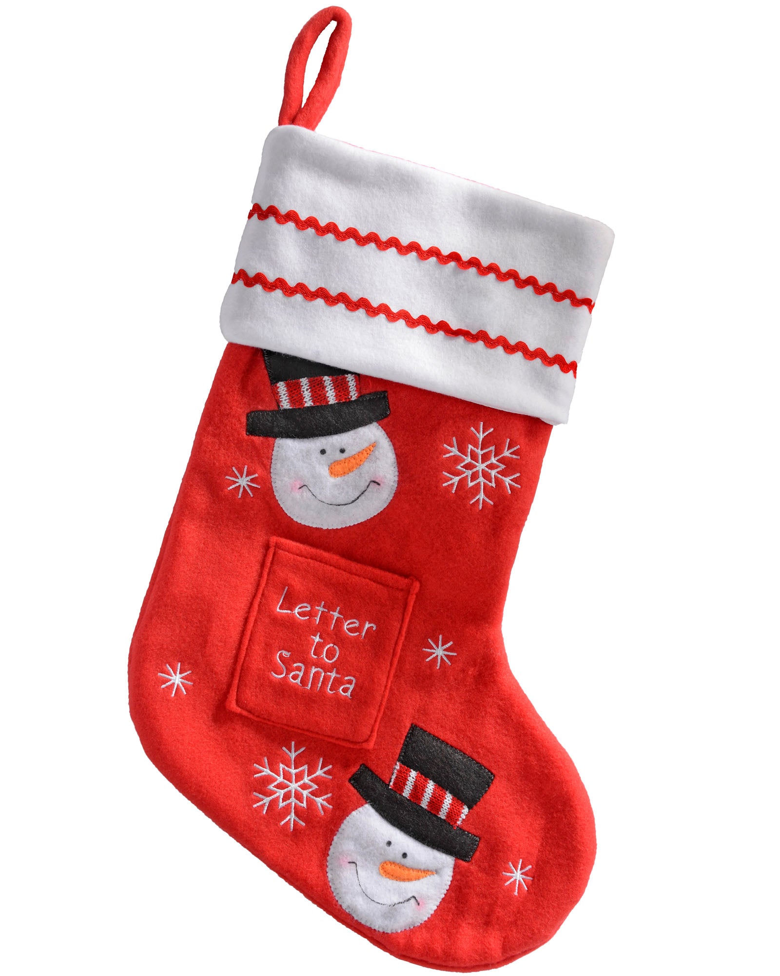 Snowman Stocking, Red, 48 cm