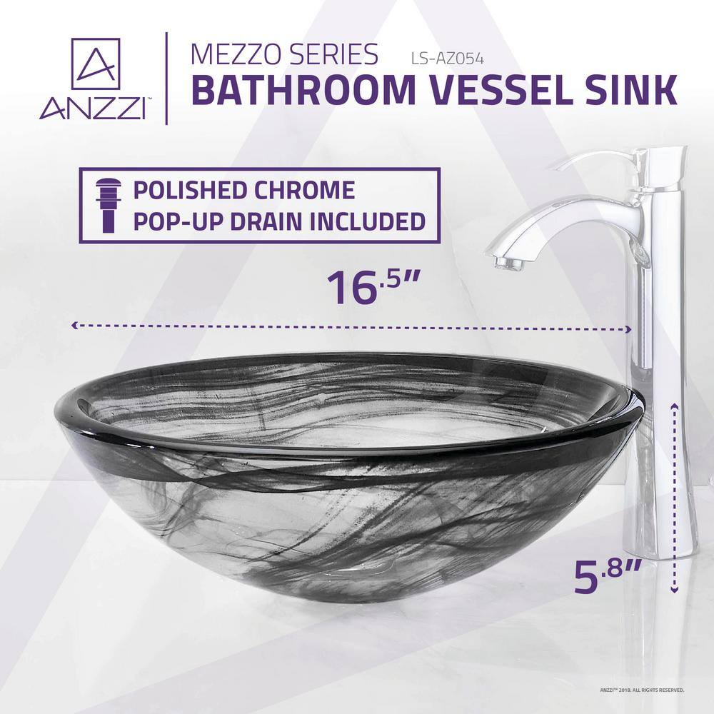 ANZZI Mezzo Series Vessel Sink with Pop-Up Drain in Slumber Wisp LS-AZ054