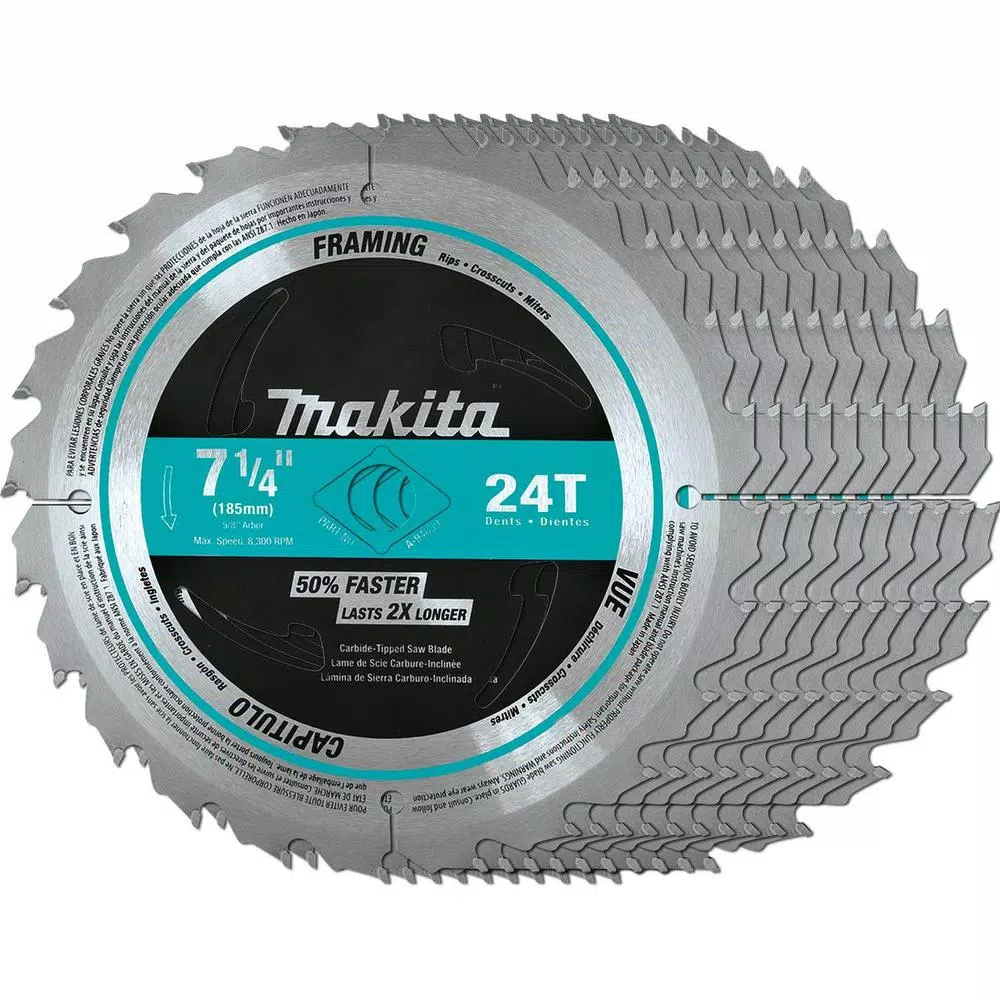 Makita 7-1/4 in. 24-Teeth Carbide-Tipped Framing Blade (10-Pack) and#8211; XDC Depot