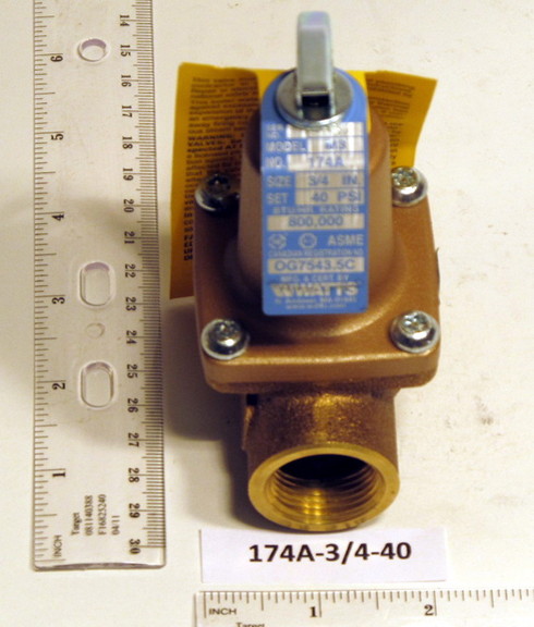 Watts Regulator 174A 3/4 40 Relief Valve 3/4 40 PS...