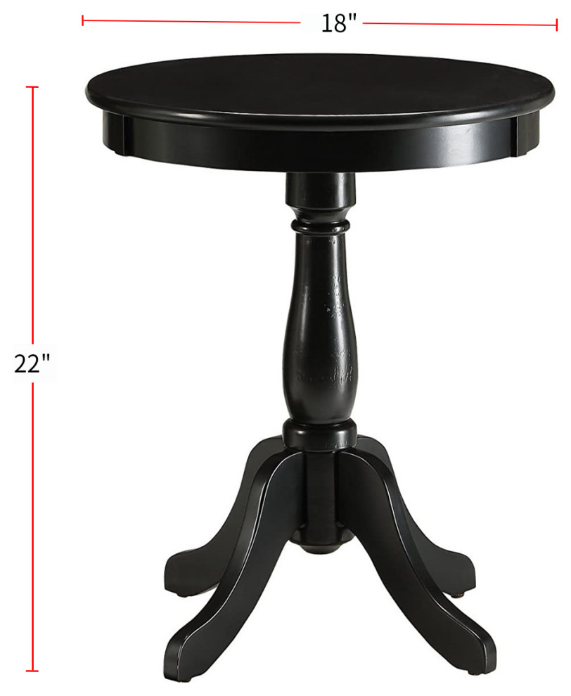 Wooden Side Table with Pedestal Base  Black   Traditional   Side Tables And End Tables   by Simple Relax  Houzz