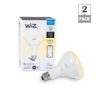 WiZ 72W Equivalent BR30 Dimmable White Wi-Fi Connected Smart LED Light Bulb 2700K (2-Pack) IZ0087521-2