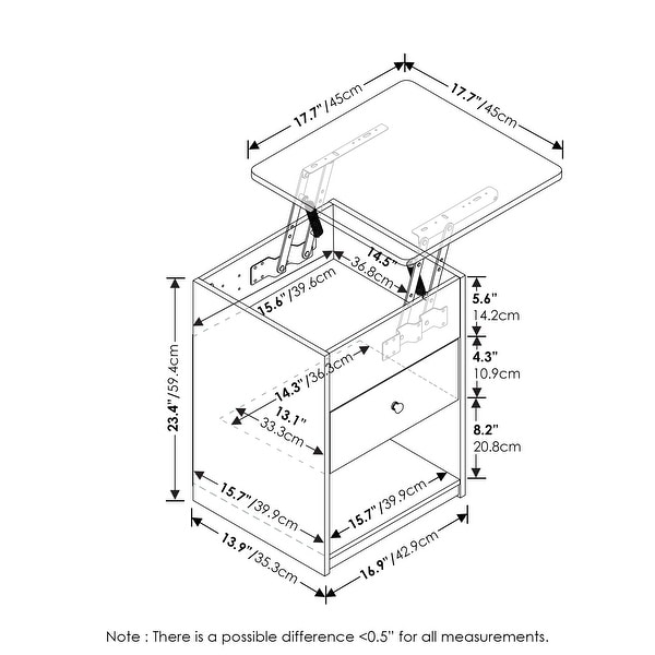 Furinno Jensen Lift Top Nightstand