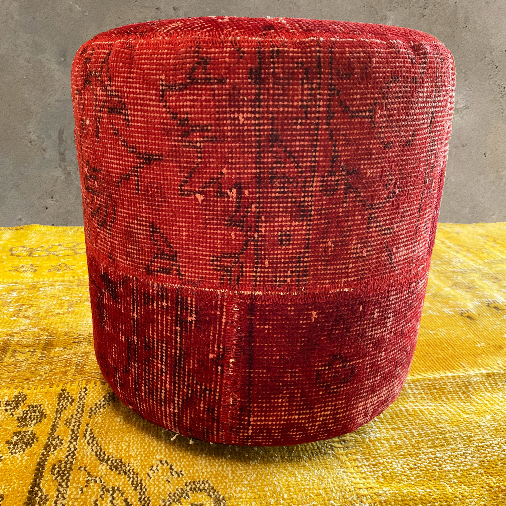 Hali X-Bursa Handmade Over Dyed Pouf Red001