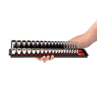 TEKTON 38 in. Drive 12-Point Socket Set with Rails (6 mm-24 mm) (38-Piece) SHD91212