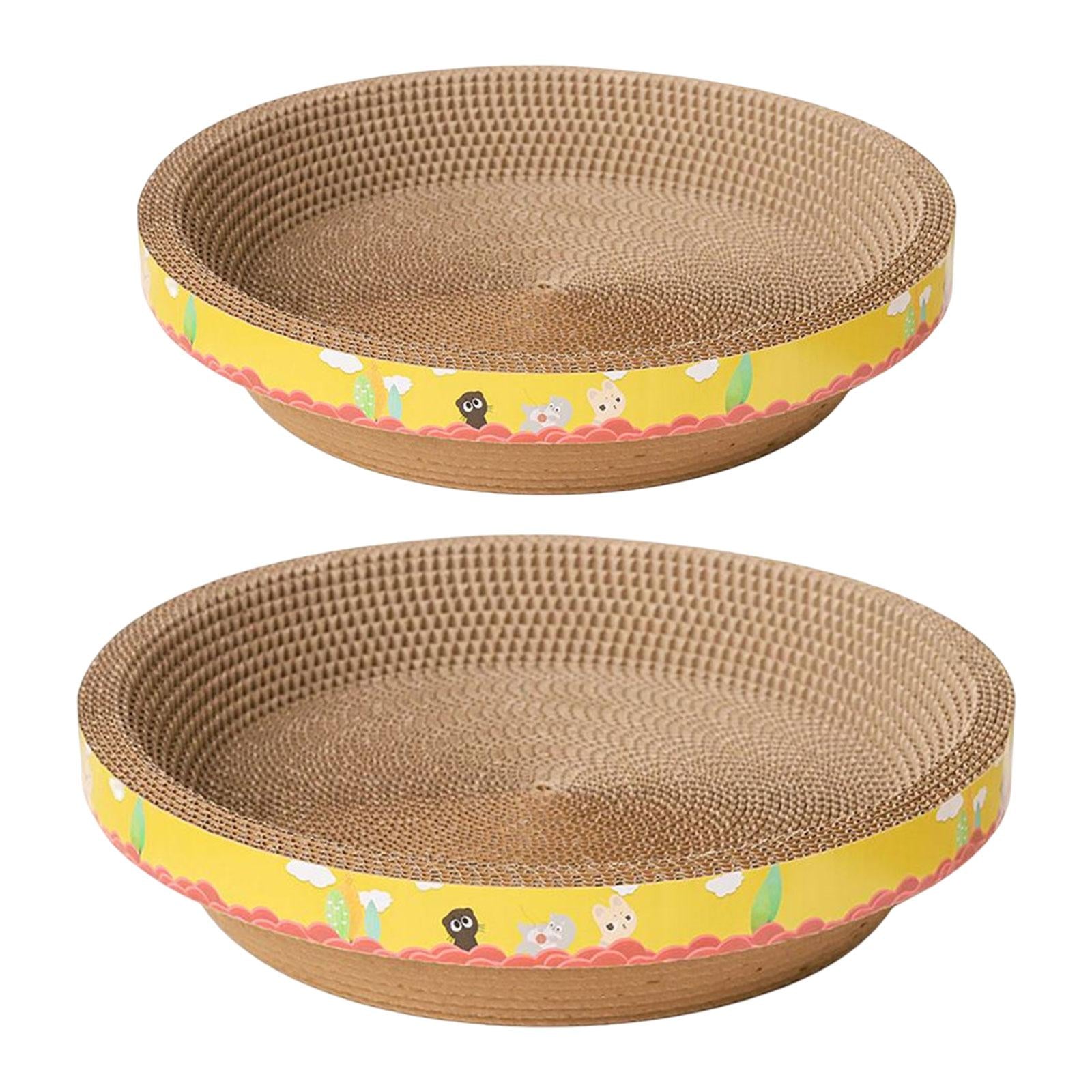 2Pcs Cat Scratcher Cardboard Scratching Bed House Sofa Wear Resistant Corrugated 32cmx9cm 50cmx12cm Yellow