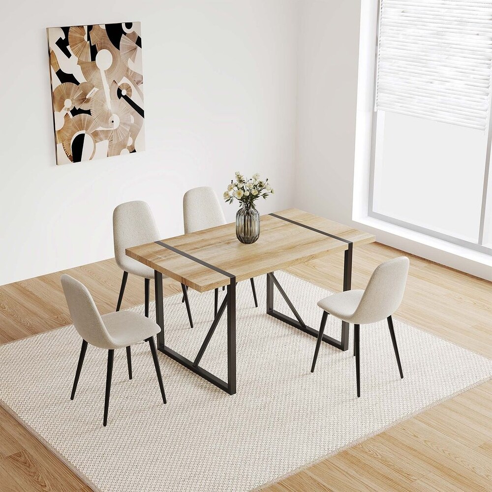 Modern Linen Upholstered Dining Chairs Set of 4