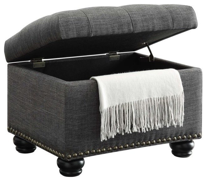 Pemberly Row Storage Ottoman in Ribbon   Traditional   Footstools And Ottomans   by Homesquare  Houzz