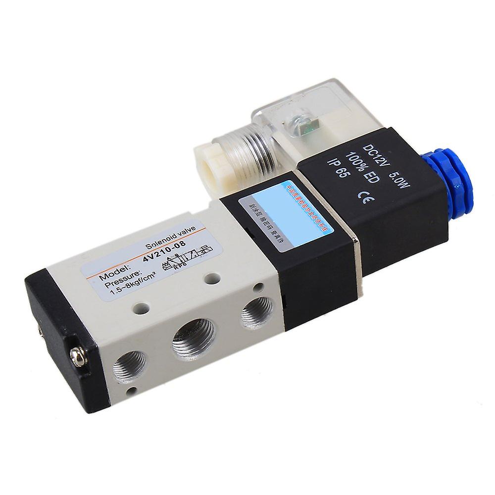 4 Way 4V210-08 Five Port 2 Position Solenoid Single Head Pneumatic Valve DC12V