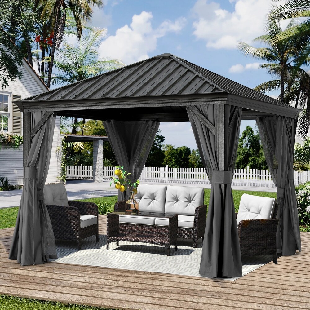 ABCCANOPY Outdoor Hardtop Gazebo with Galvanized Steel Double Roof