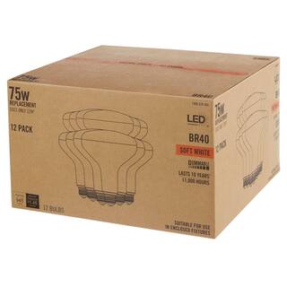 PRIVATE BRAND UNBRANDED 75-Watt Equivalent BR40 Dimmable LED Light Bulb Soft White (12-Pack) BR40-1D 12W E26