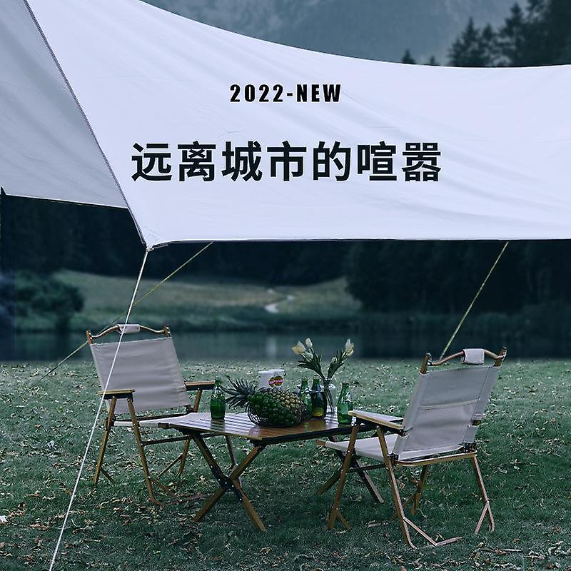 Camping folding chair Outdoor portable aluminum alloy Kermit chair——Small beige iron pipe black