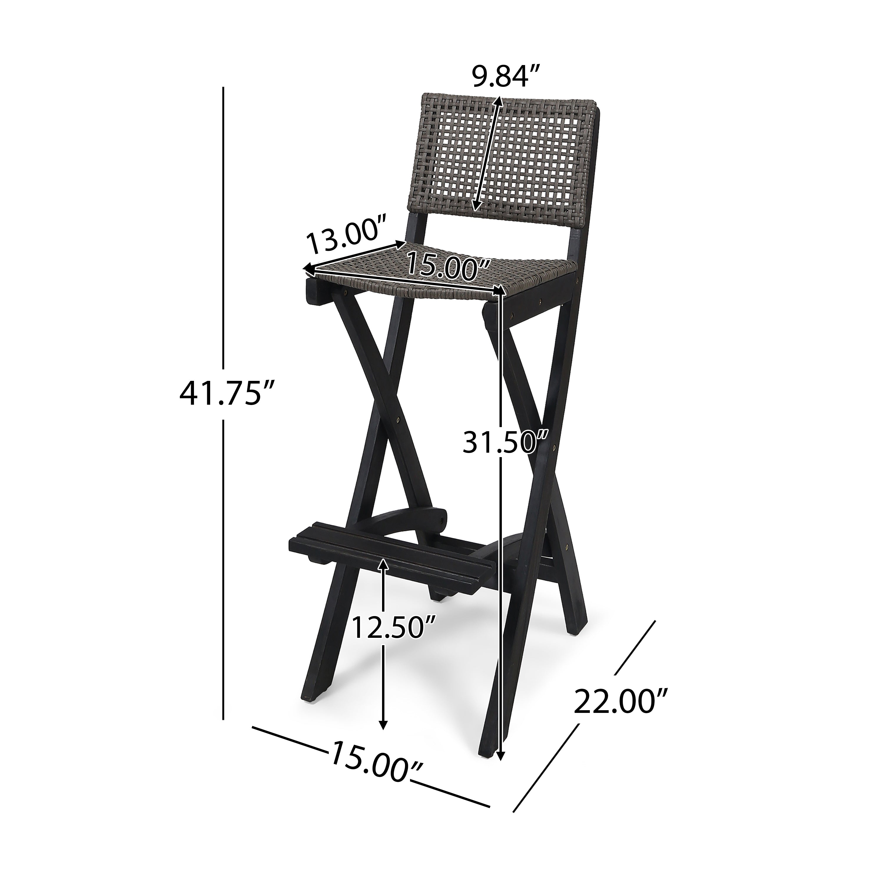 Teresa Outdoor Folding Acacia Wood Barstools (Set of 2)