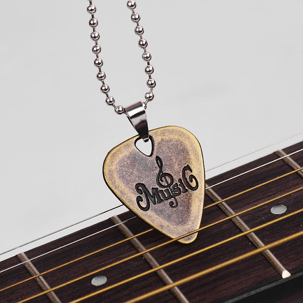 1 Guitar Pick Necklace Green Bronze