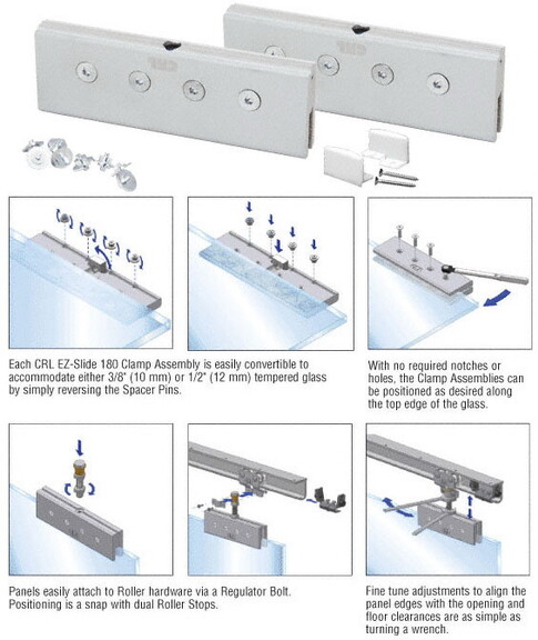 CRL CRL3929 EZ Slide 180 Clamps and Bottom Guide