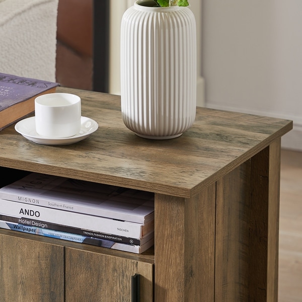 Wood Locker next to Sofa in Oak