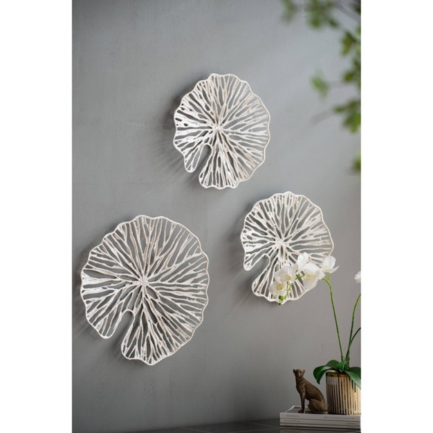 Leaf Patterned Wall Decor White A amp b Home